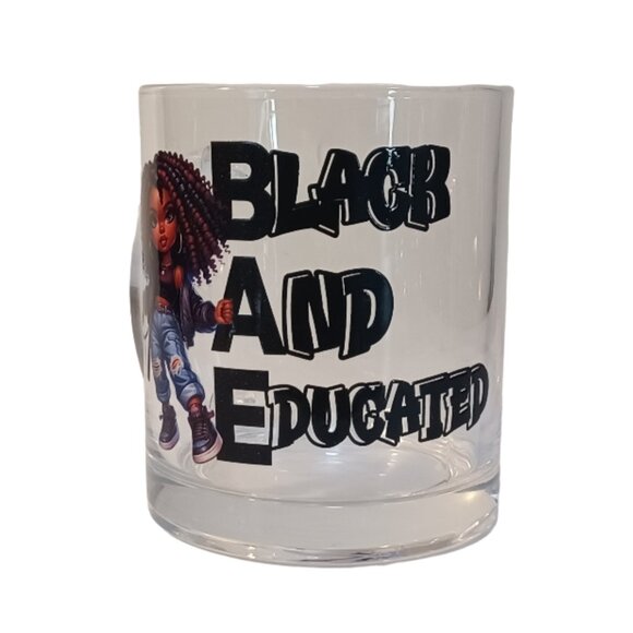 12oz Clear Glass BAE Black and Educated Coffee Mug - Picture 2 of 5